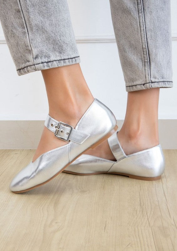 LEVI METALLIC BALLETINA FLAT Silver