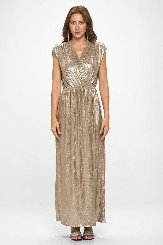 Made in USA Sleeveless Metallic Maxi Dress