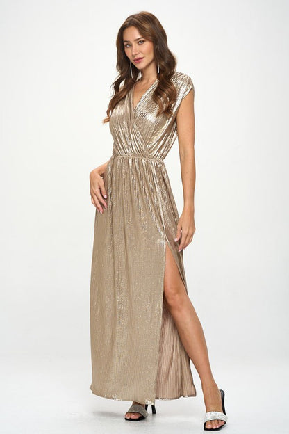 Made in USA Sleeveless Metallic Maxi Dress