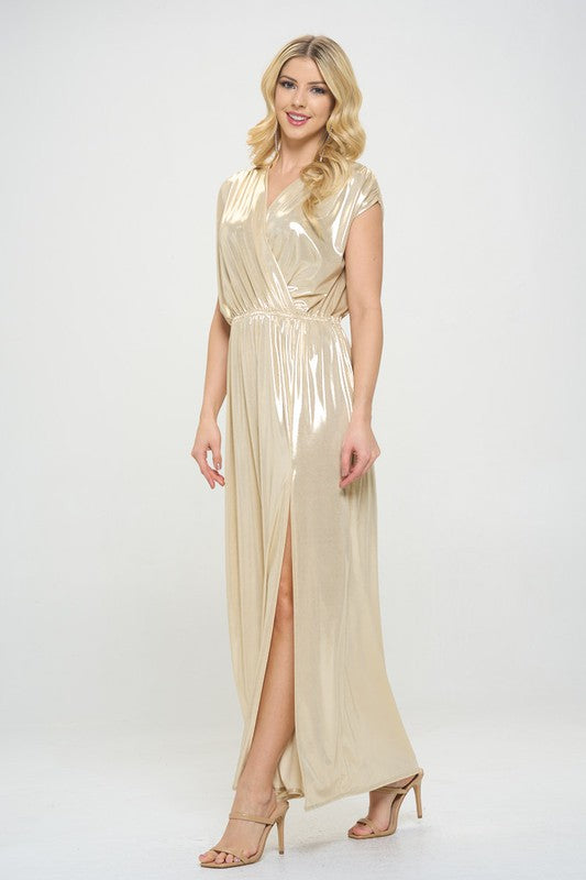 Made in USA Sleeveless Metallic Maxi Dress