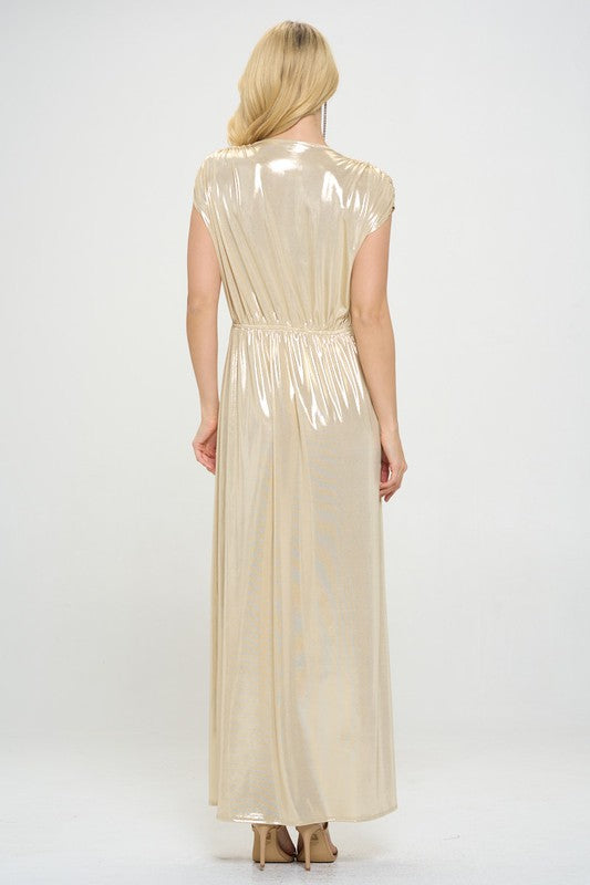 Made in USA Sleeveless Metallic Maxi Dress