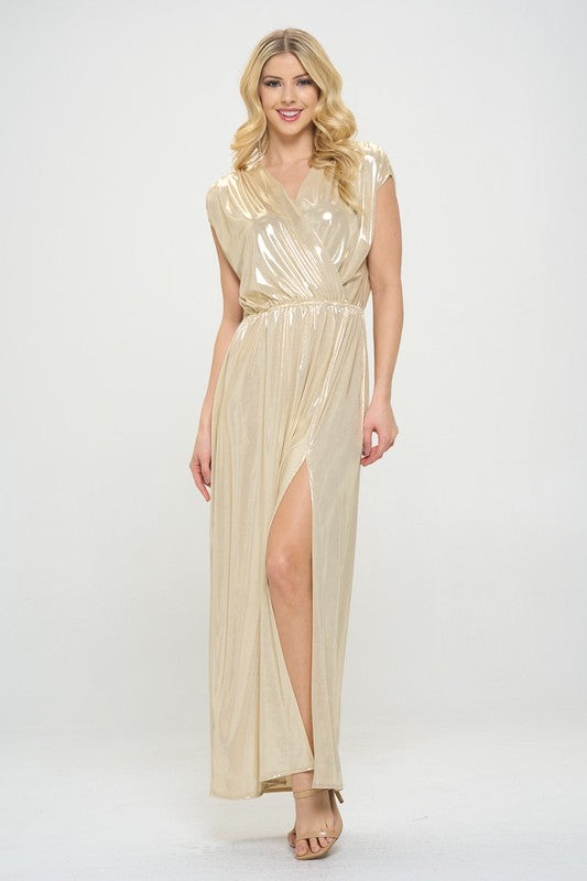 Made in USA Sleeveless Metallic Maxi Dress