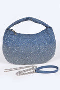 Micro Studs Convertible Denim Hobo Bag Dark Blue O S