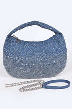 Micro Studs Convertible Denim Hobo Bag Dark Blue O S