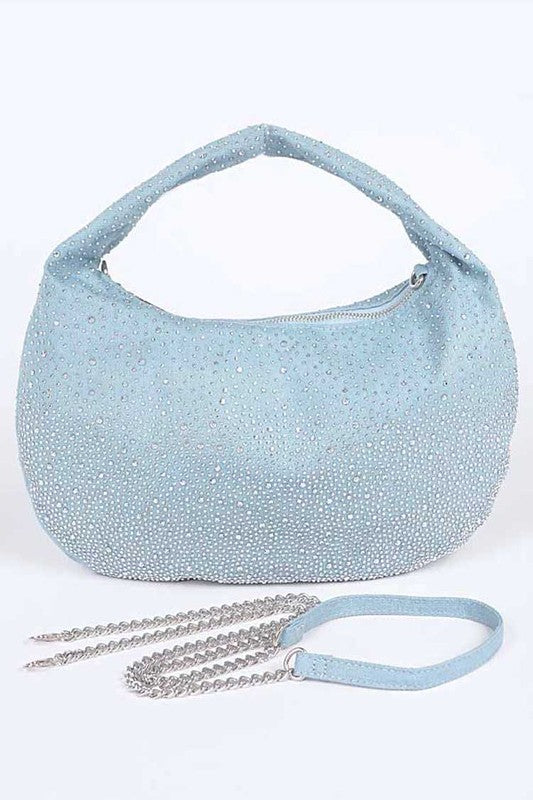 Micro Studs Convertible Denim Hobo Bag | Glam Society