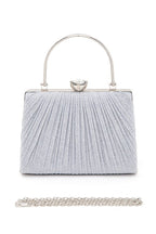 Diamond Clasp Top Handle Pleated Box Clutch