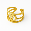 Gold Open Cuff Double Circle Infinite Ring