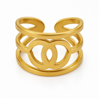 Gold Open Cuff Double Circle Infinite Ring