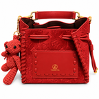 Red Suede Bucket Bag – Lumivelle Amara Mini | Glam Society ACCESSORIES