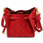 Red Suede Bucket Bag – Lumivelle Amara Mini | Glam Society ACCESSORIES