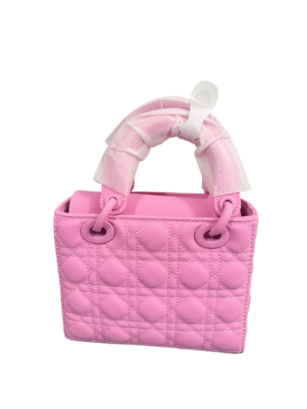 Sleek Pulse Pink Lumivelle handbag with quilted texture and styled handle for a playful accessory look.
